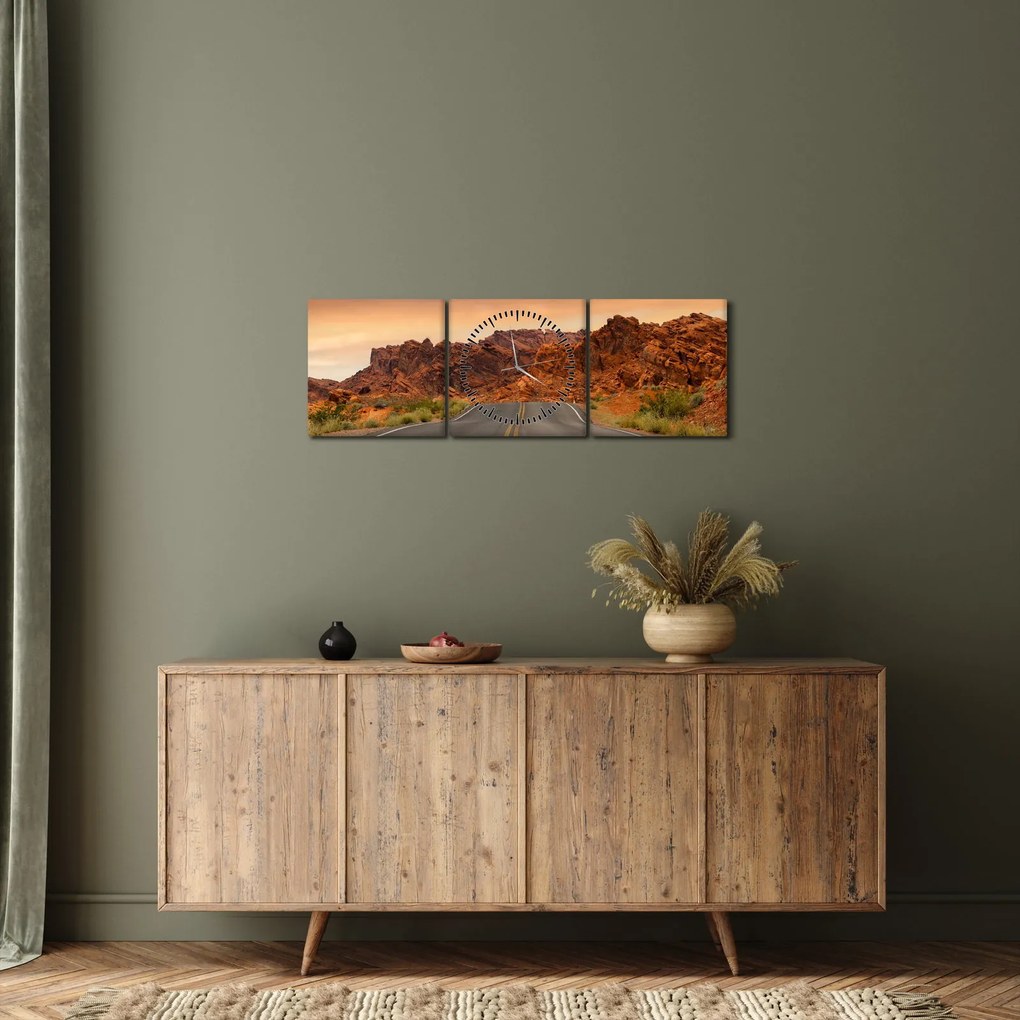 Tablou cu drum și piere (cu ceas) (90x30 cm)