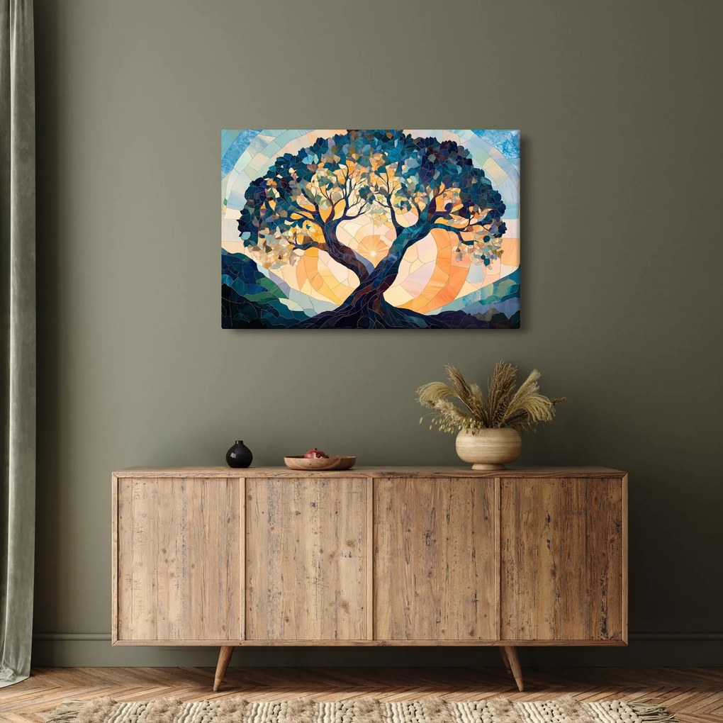 Tablou – Mozaic – soare și arbore II. (90x60 cm)