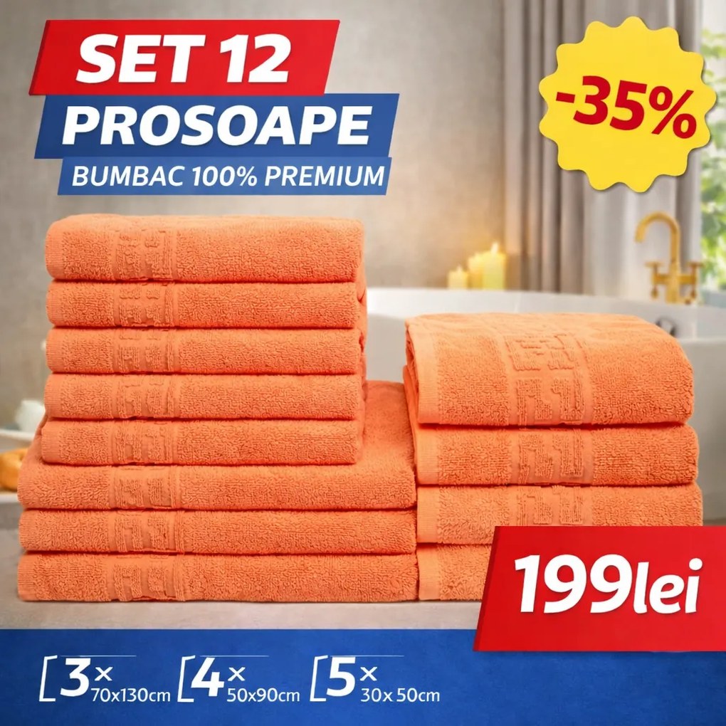 Set 12 Prosoape Premium Bumbac 100% – Moi &amp; Absorbante 🔥