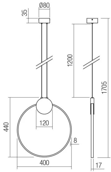 Lustră LED pe cablu ATOM LED/11W/230V d. 40 cm Redo 01-3106