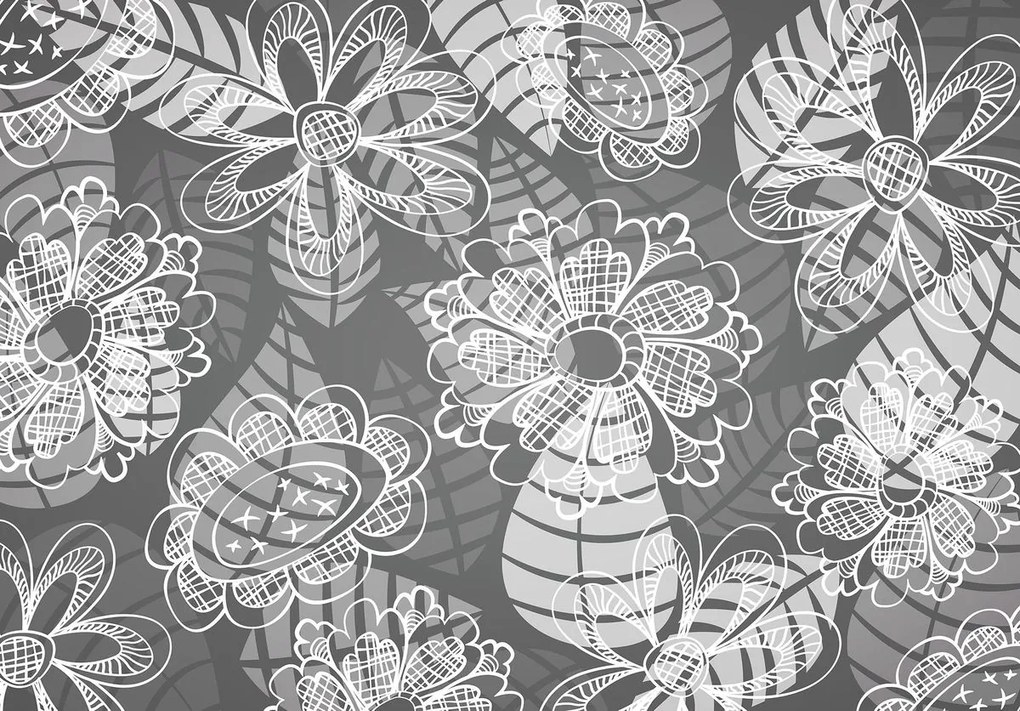 Fototapet - Flori - gri (152,5x104 cm)