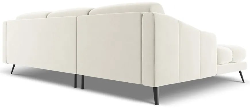 Colțar crem cu tapițerie din catifea (cu colț pe partea stângă) Nalu – Makamii