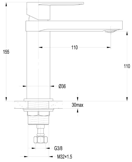 Baterie de lavoar Aqualine DAPHNE 15,5 cm crom lucios