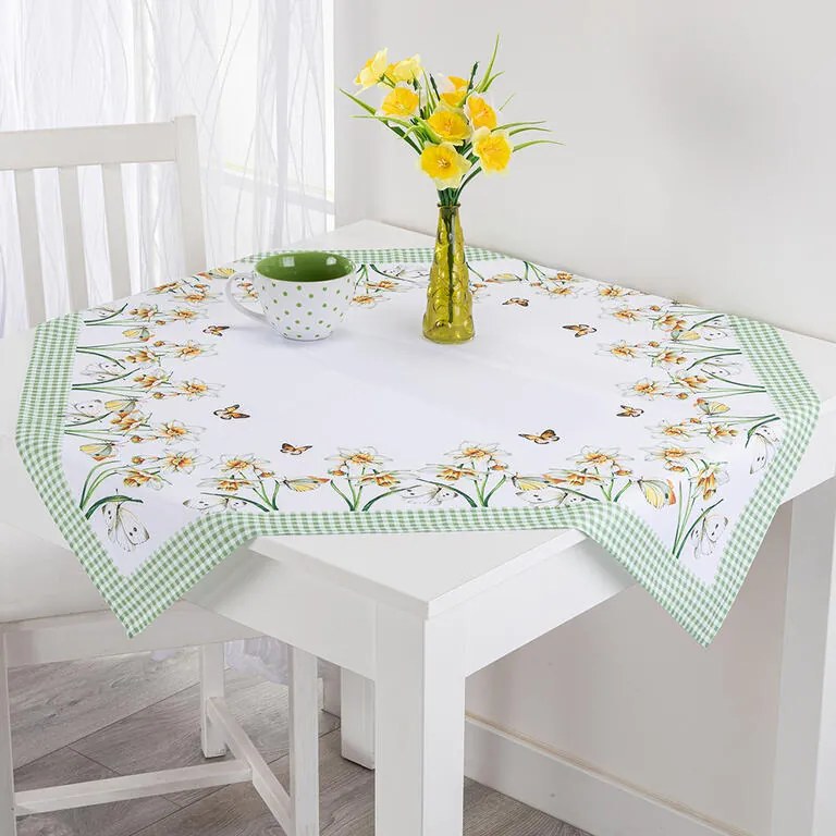 Față de masă centrală cu imprimeu NARCISE 85 x 85 cm