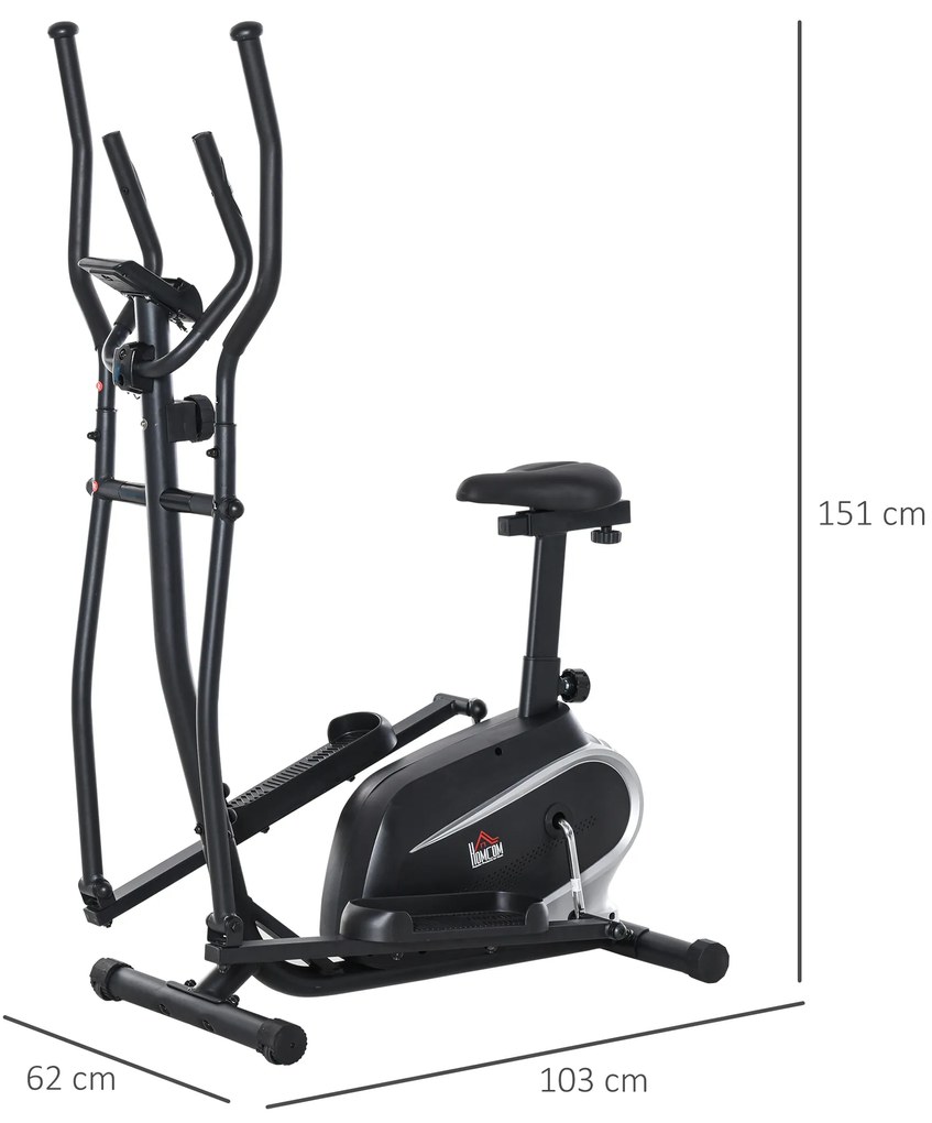 HOMCOM Bicicletă Fitness cu Monitor LCD și 8 Nivele de Rezistență, Antrenament Cardio la Domiciliu | Aosom Romania