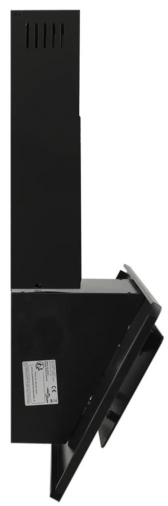 Hota de perete negru 90 cm otel inoxidabil si sticla securizata Negru, 90 x 31 x 108 cm