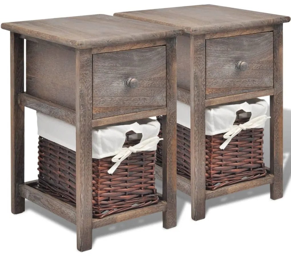 242869 vidaXL Noptiere din lemn, 2 buc, maro