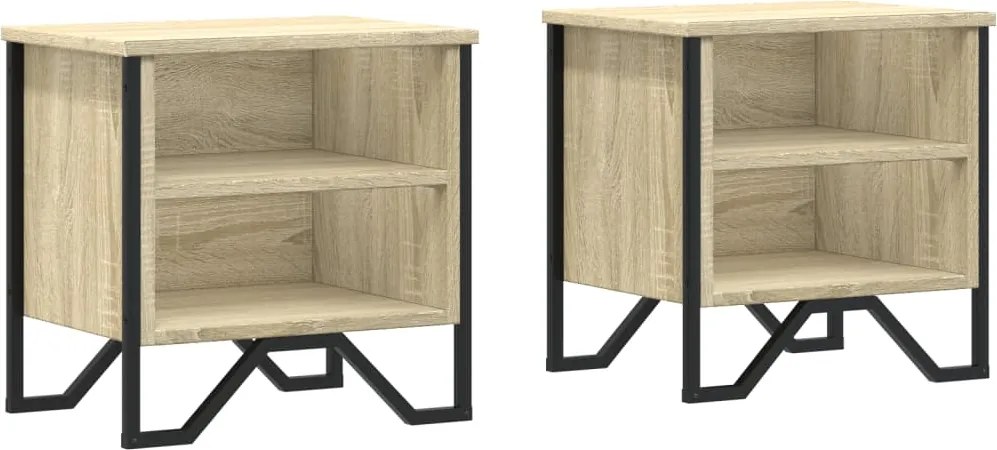 vidaXL Noptiere, 2 buc., stejar Sonoma, 40x30x40 cm, lemn prelucrat