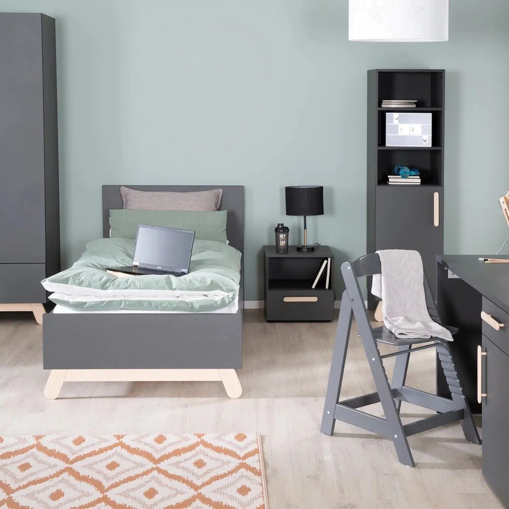 Pat pentru copii negru 90x200 cm Jara – Roba