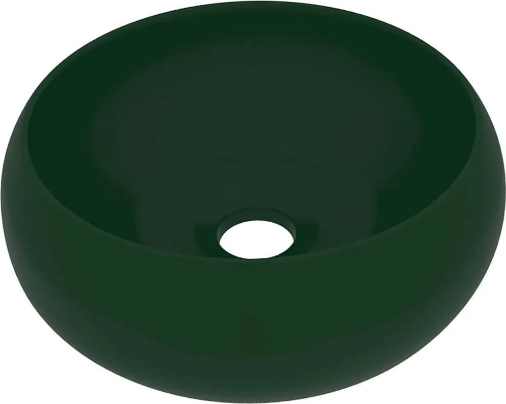 vidaXL Chiuvetă baie lux verde închis mat 40x15 cm ceramică rotund