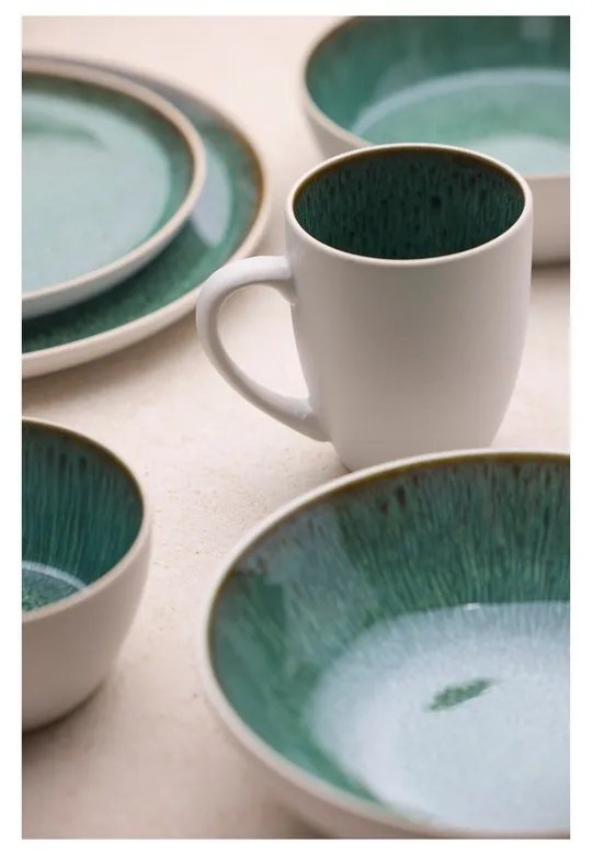 Farfurie albă/verde pentru desert din gresie ø 21 cm Gastro White/Green – Bitz