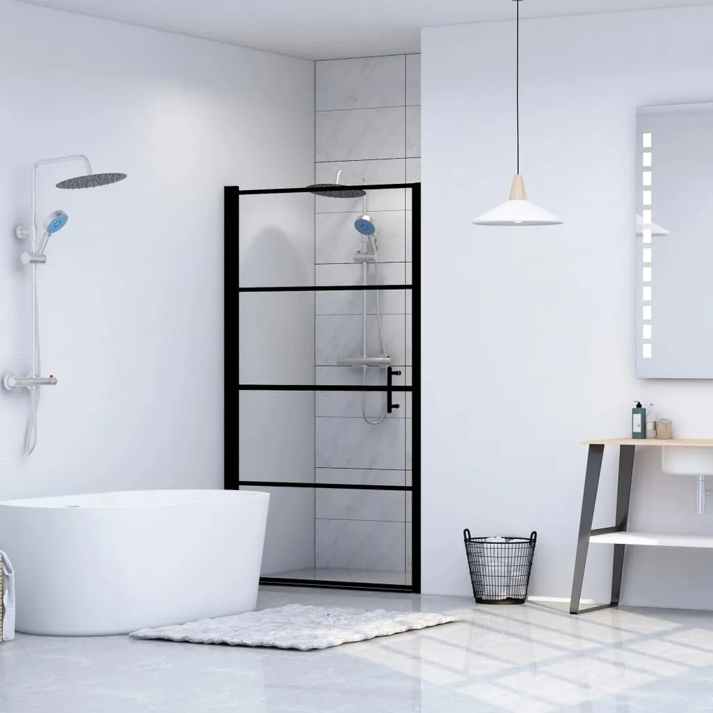 Usa de dus, negru, 81 x 195 cm, sticla securizata 81 x 195 cm, Transparent