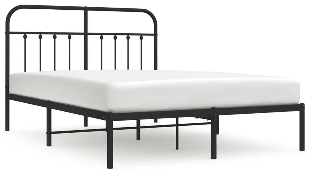 352579 vidaXL Cadru de pat metalic cu tăblie, negru, 140x200 cm