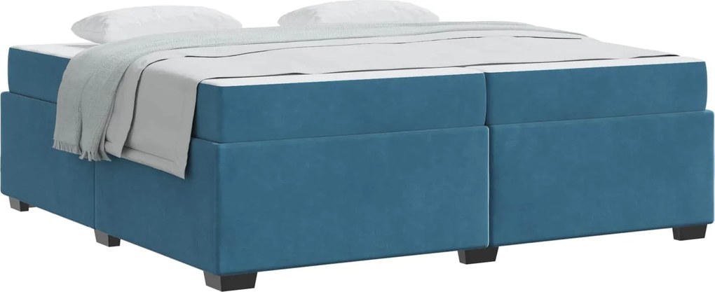 vidaXL Cadru de pat cu saltea Albastru închis 200 x 200 cm țesătură