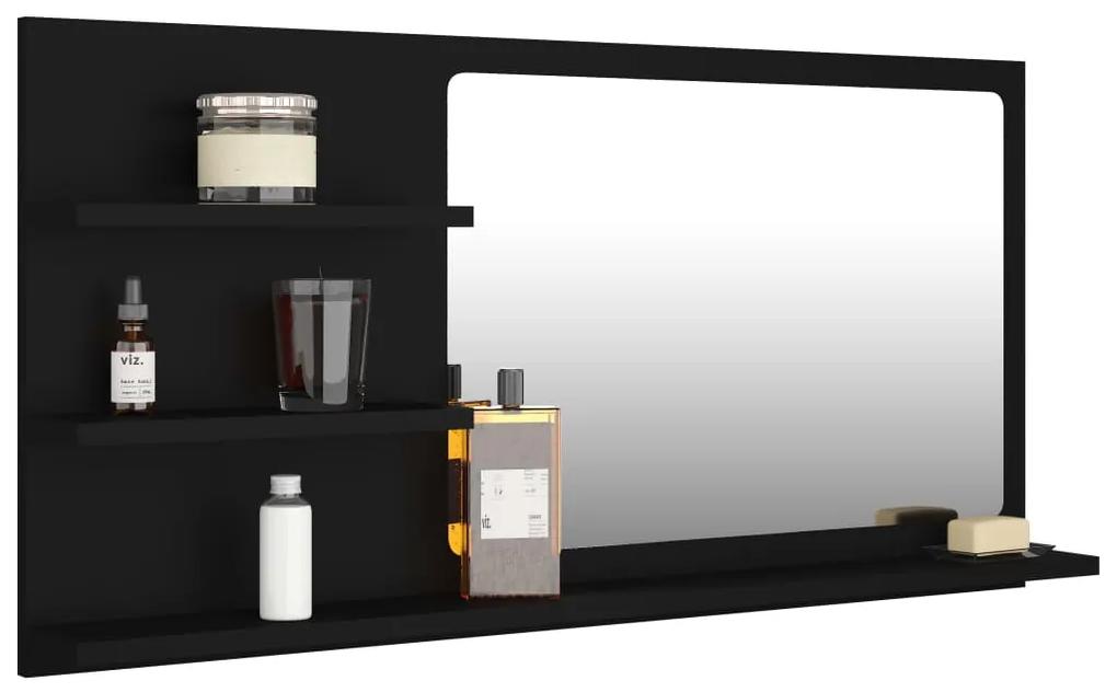 Oglindă de baie, negru, 90 x 10,5 x 45 cm, pal