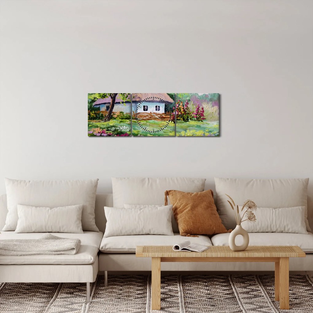 Tablou - Cabană (cu ceas) (90x30 cm)