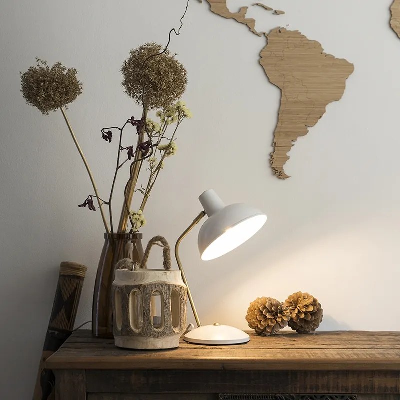 Lampă de masă retro albă cu bronz 38cm - Milou