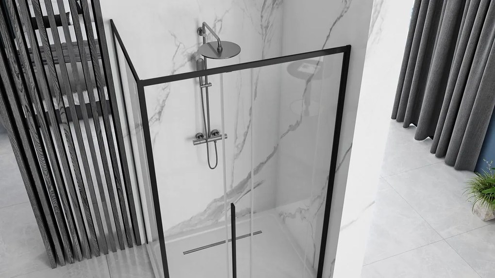 Cabina de dus SOLAR cu cadita neagra 100x80 cm negru mat