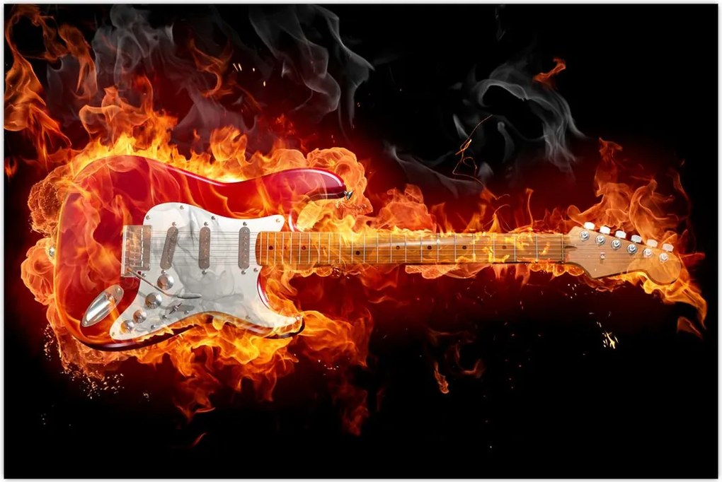 Tablou - Gtara în flăcări (90x60 cm)