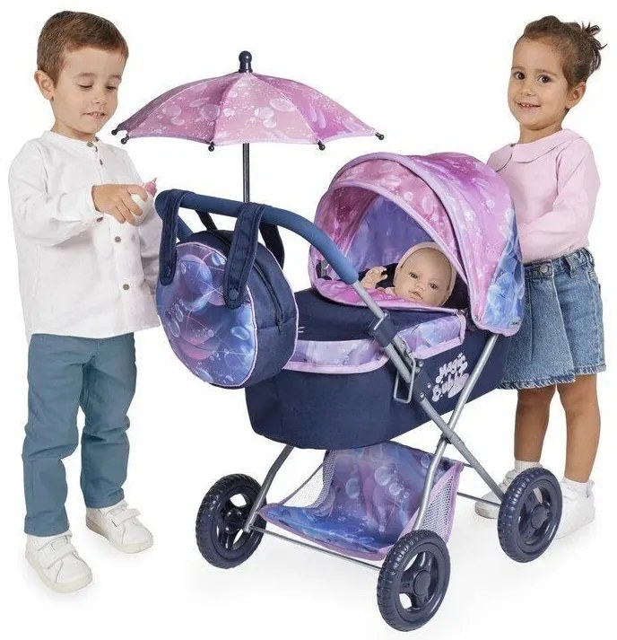 Rappa DeCuevas 85076 Cărucior pliabil pentrupăpuși cu umbrelă și geantă Magic Bubble 2024