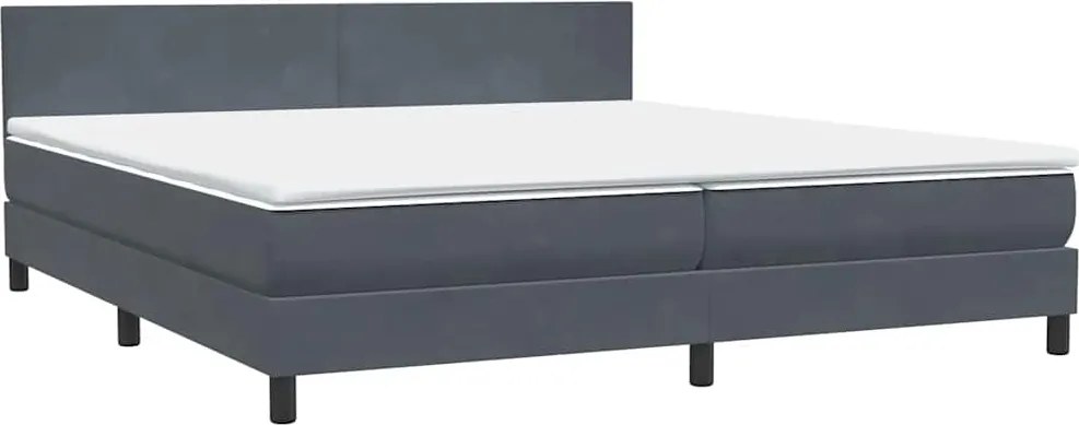 vidaXL Pat box spring cu saltea, gri închis, 180x210 cm, catifea