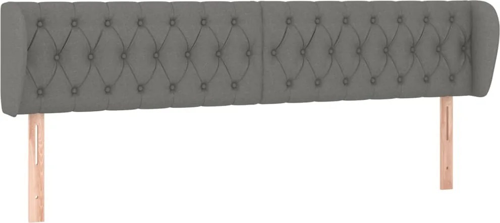 vidaXL Tăblie de pat cu aripioare gri închis 183x23x78/88 cm textil