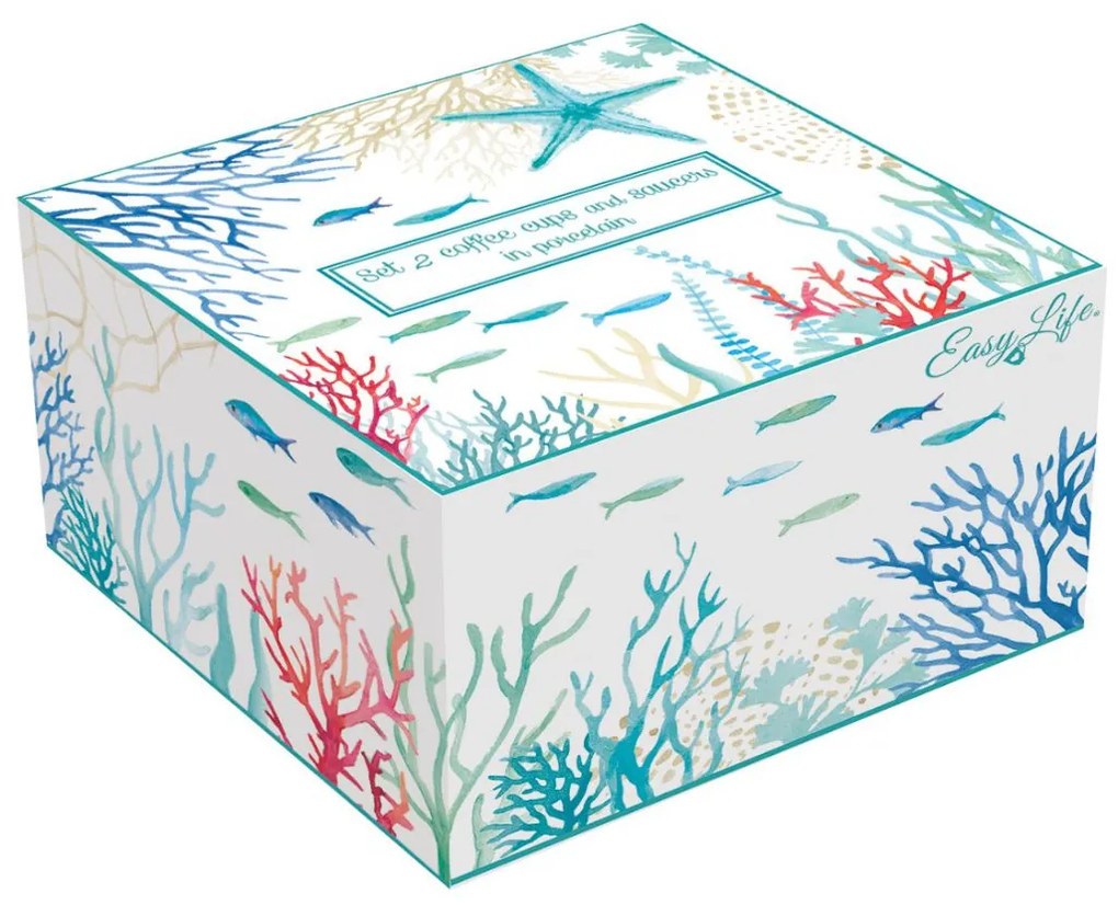 Set porțelan 2 cești și farfurii 110ml Under the sea