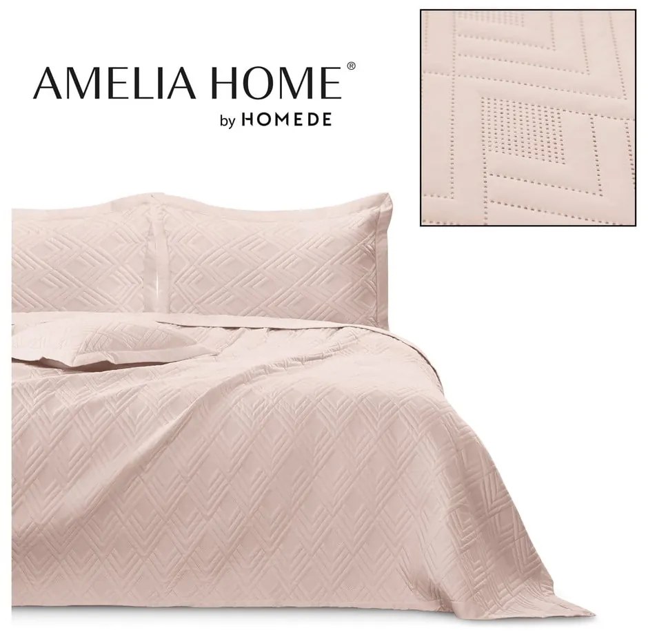 Cuvertură roz-deschis matlasată din microfibră 170x210 cm Ophelia – Restilo