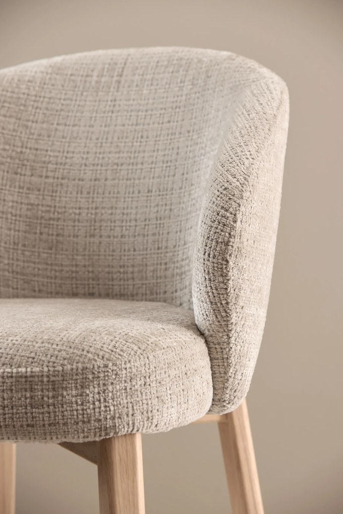 MAZZONI EXPORT DEBORA Bej (țesătură Juto 4)/cadru stejar vopsit - SCAUN DE LEMN ADÂNC PENTRU LIVING SUFRAGERIE BIROU RETRO