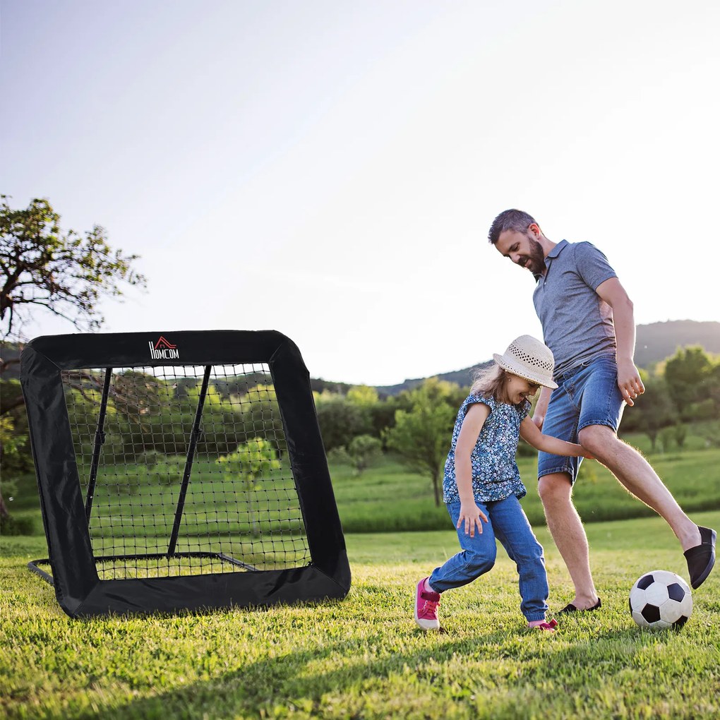 HOMCOM Rebounder Pliabil și Reglabil pentru Fotbal, Baseball și Volei, Plasă de Fotbal, 128x118x108-120 cm, Negru | Aosom Romania