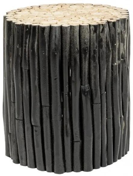 Masuta de cafea neagra din lemn de Teak, ∅ 35 cm, Guadalupe Bizzotto