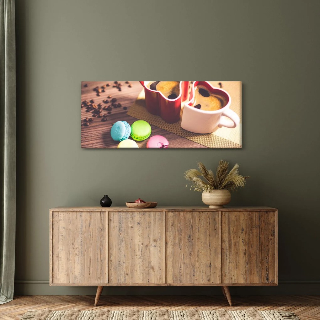 Tablou cu cafea și macarooni (120x50 cm)