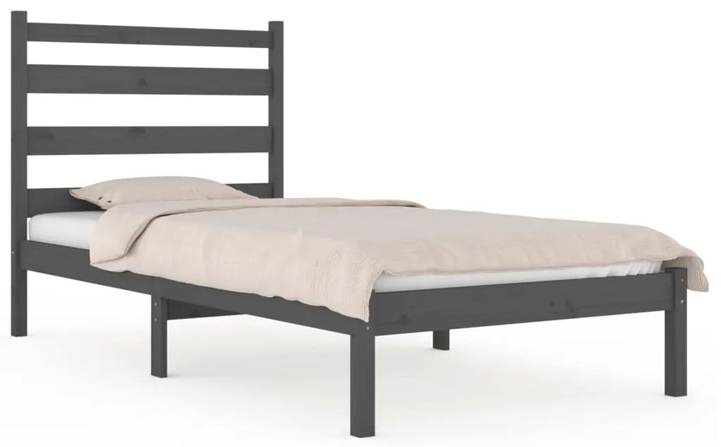 3103610 vidaXL Cadru de pat mic single, gri, 75x190 cm, lemn masiv de pin