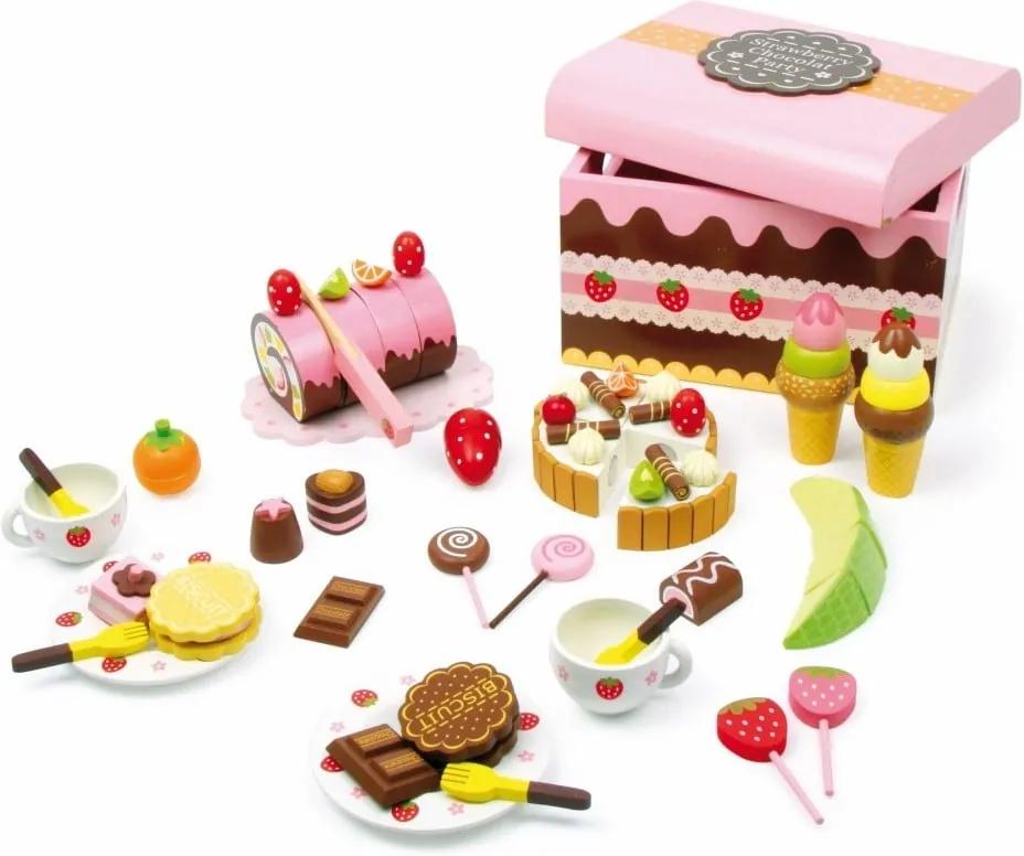 Cutie plină cu dulciuri de jucărie din lemn Legler Sweeties