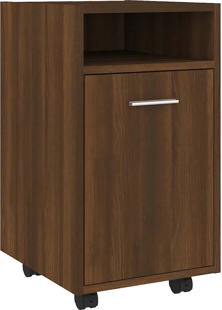 vidaXL Dulap lateral cu roți stejar maro 33x38x60 cm lemn prelucrat