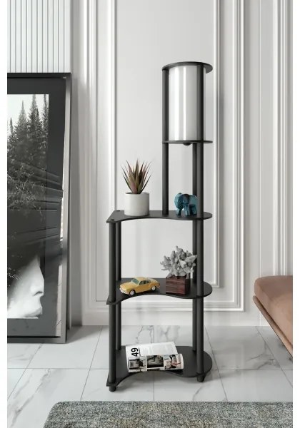 Lampă de podea cu polițe NOTO, 1xE27/40W/230V, neagră