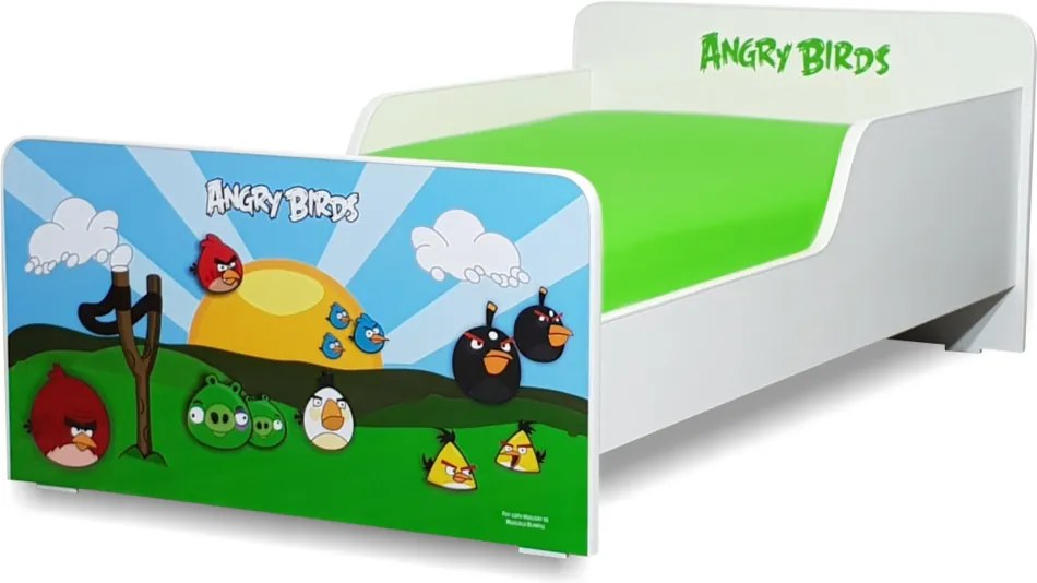 Pat copii  Angry Birds 2-8 ani cu saltea cadou