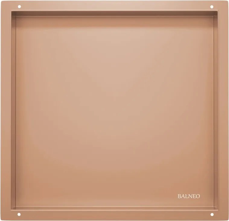 Raft incastrat patrat Balneo Wall-Box No Rim 30x30x10 cm cupru lucios fara rama