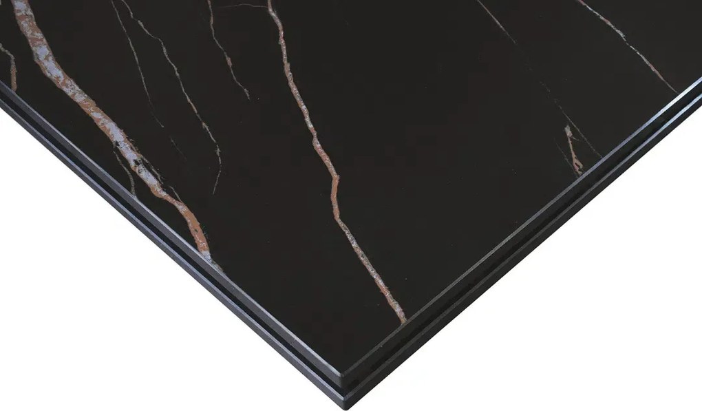 MIRABELLE -MASA BLAT DREPTUNGHIULAR NEGRU CU AURIU MAT EXTENSIBILA-PICIOR METALIC BRONZ 180 cm/ 90 cm
