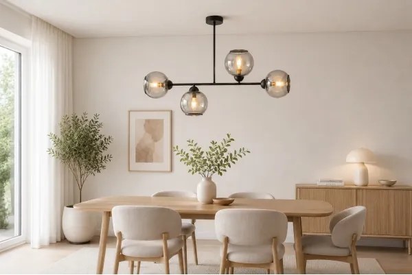 Brilagi - Lustră aplicată DIOR 4xE27/60W/230V negru/gri fumuriu