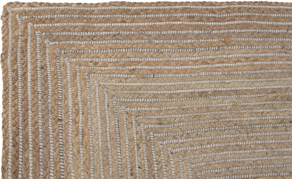 Covor din lână și iută împletit manual, maro natural, 160 x 230 cm, 2200 GSM, „Wool Jute Carpet Natural"