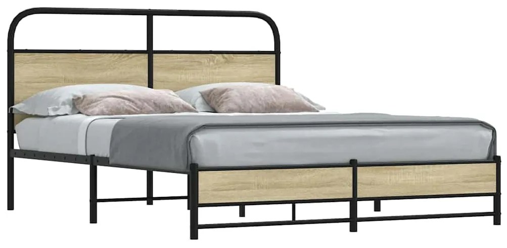 vidaXL Cadru de pat fără saltea 150x200cm Lemn prelucrat stejar Sonoma