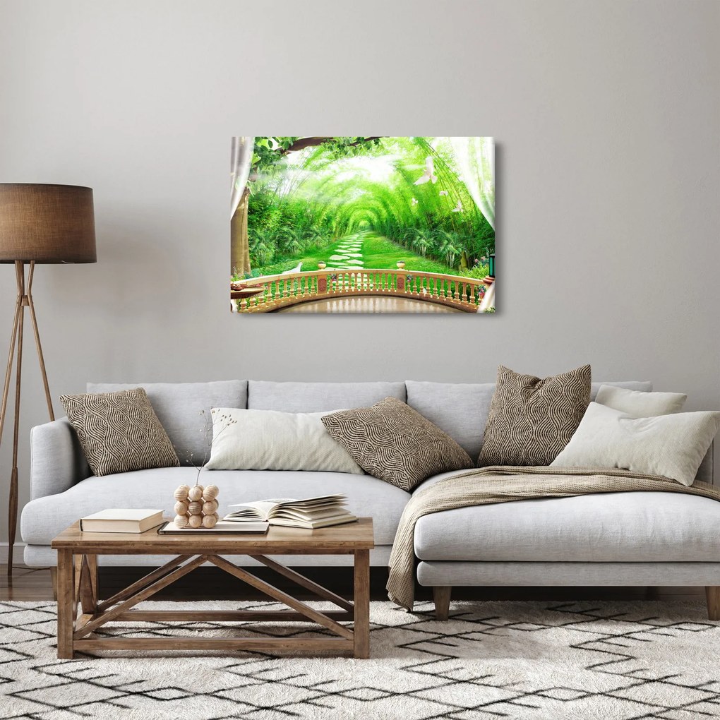 Tablou - Privire la grădina tropicală (90x60 cm)