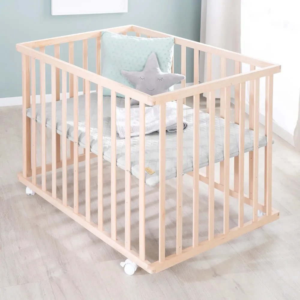 Țarc pentru copii gri din lemn masiv de fag 75x100 cm Roba style – Roba