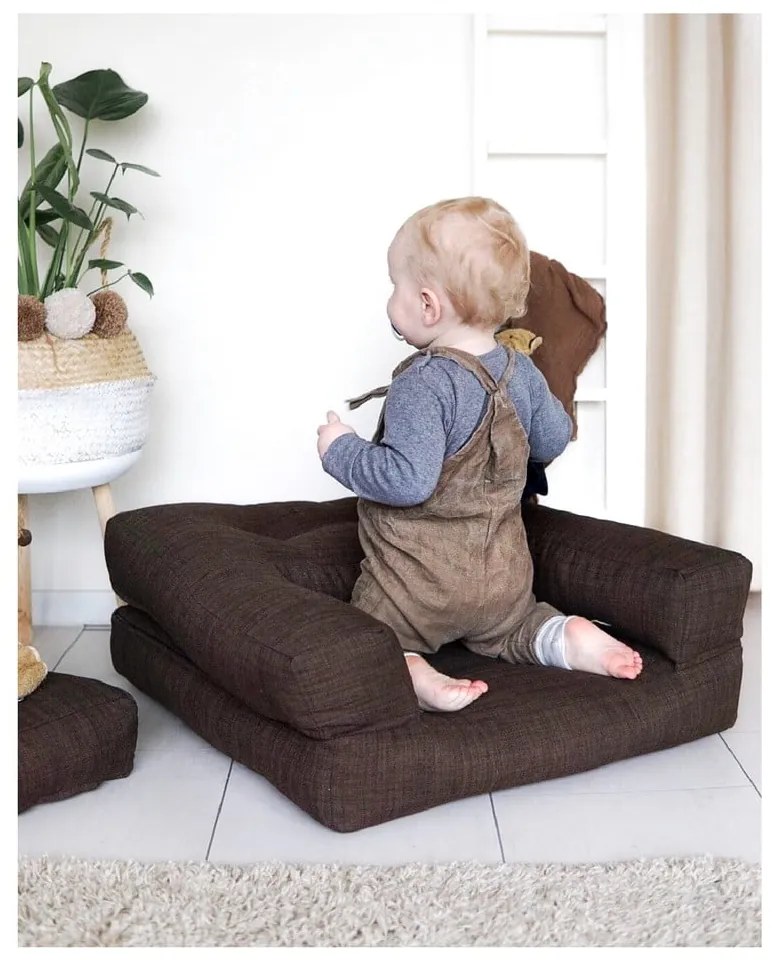 Fotoliu extensibil pentru copii cu taburet Karup Design Mini Cube Creamy