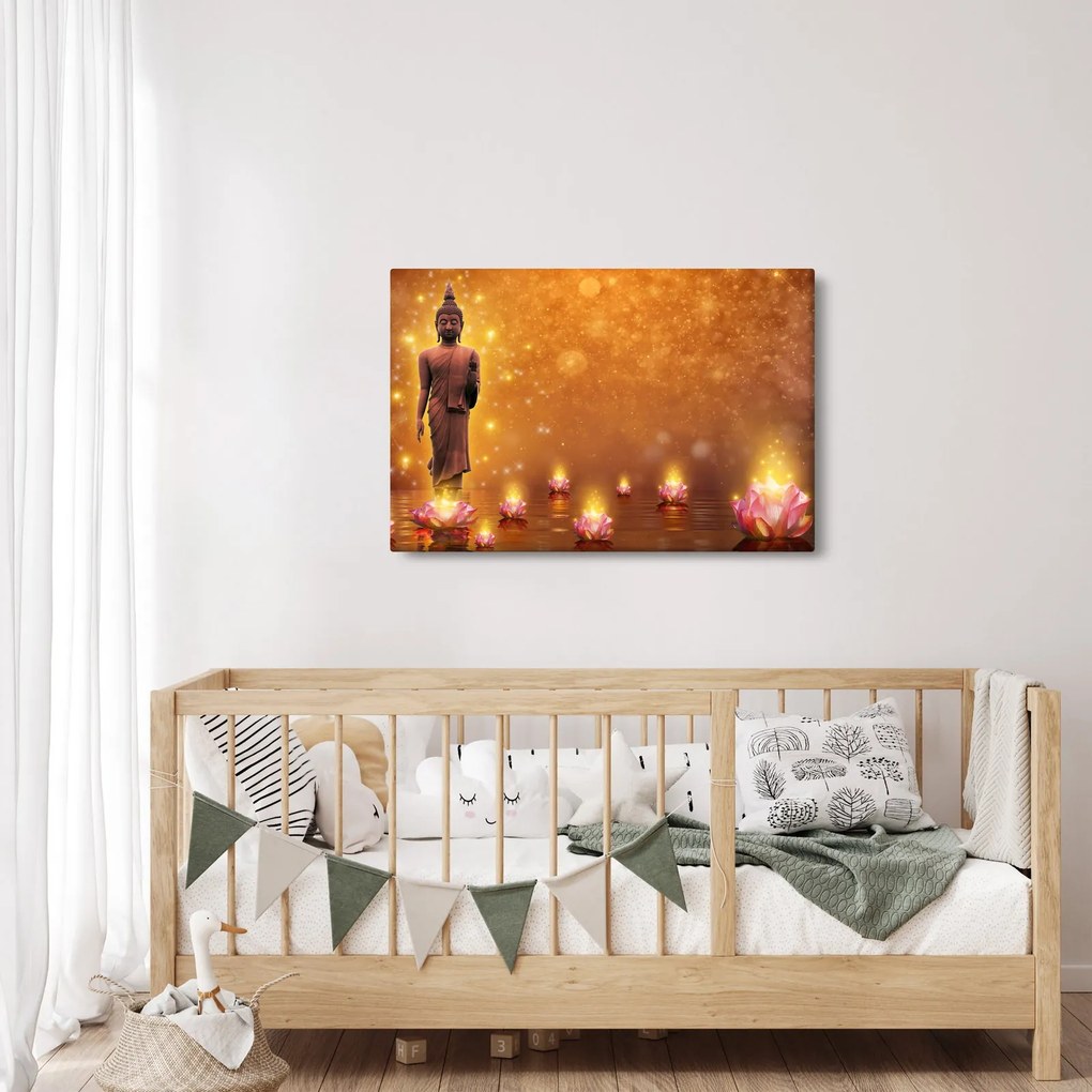 Tablou - Buddha în sclipici auriu (90x60 cm)