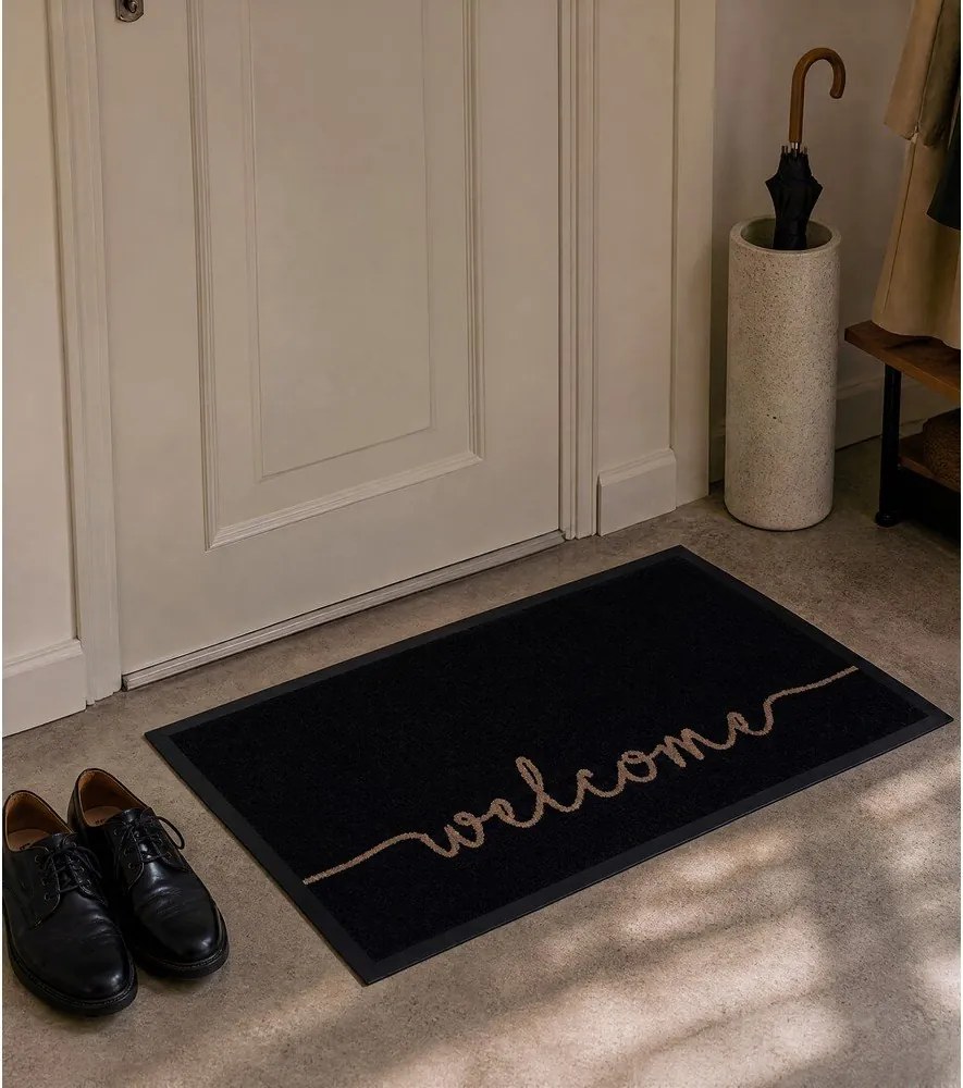 Covoraș intrare Hanse Home Cozy Welcome 45x75 cm, negru