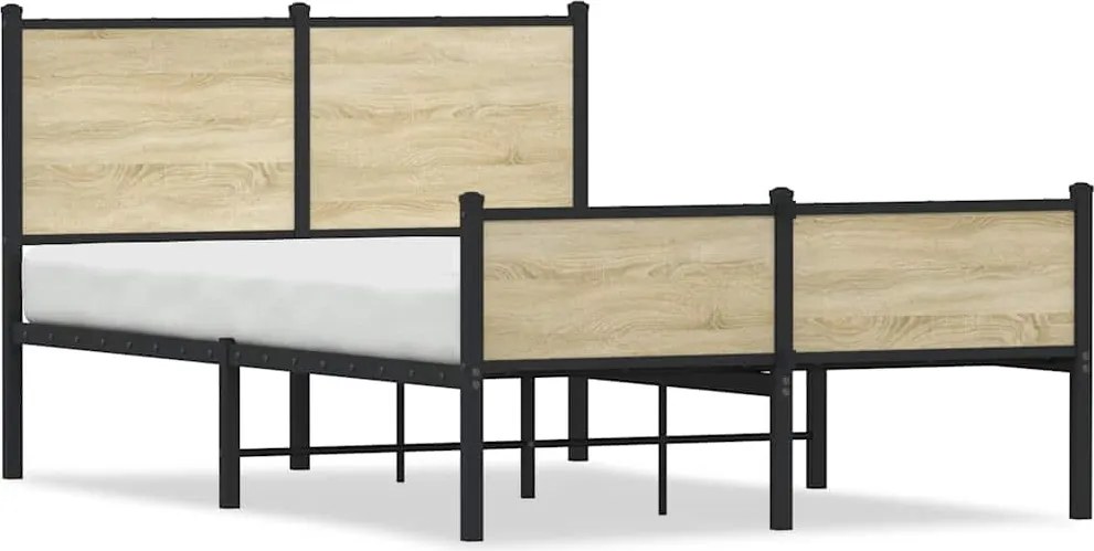 vidaXL Cadru de pat metalic fără saltea, stejar sonoma, 120x200 cm