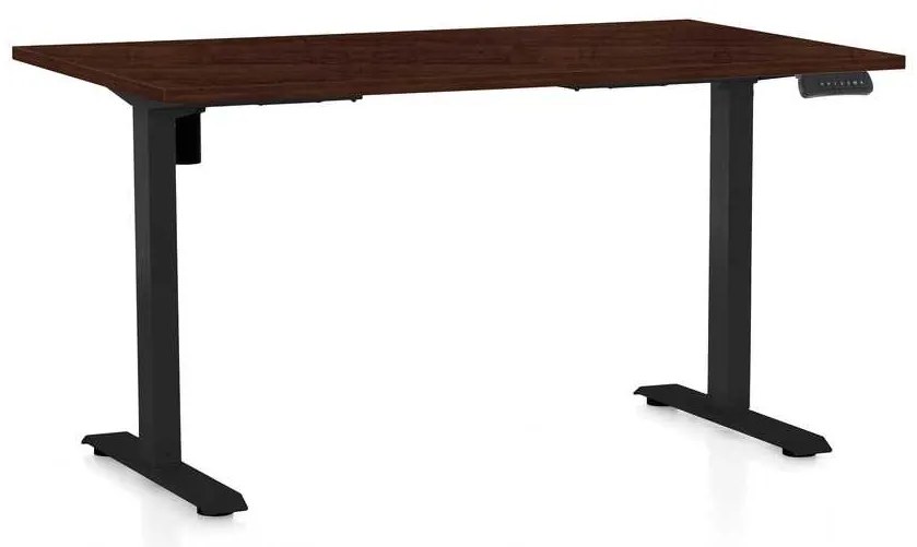 Masă înălțime reglabilă OfficeTech B, 120 x 80 cm, picioare negre, wenge