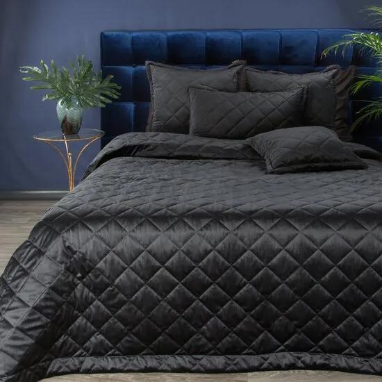 Cuvertură de pat din catifea neagră lucioasă Lăţime: 220 cm | Lungime: 240 cm